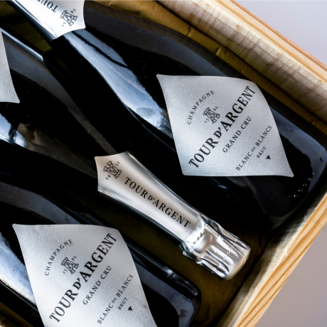 Célébration - Caisse bois 3x Champagnes Tour d'Argent