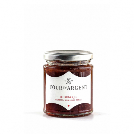 Rhubarb, strawberries & Cîmes berries jam