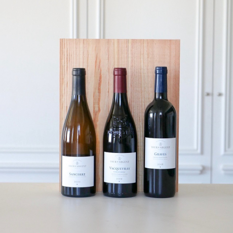 Trilogie des terroirs - Caisse bois x1 Vacqueyras, x1 Sancerre, x1 Bordeaux Graves