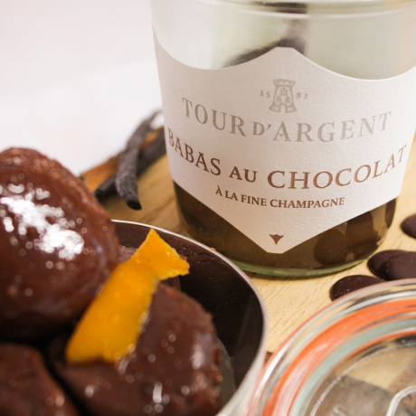 Chocolate babas with Fine Champagne